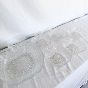 Vintage bark glass apple bowl set